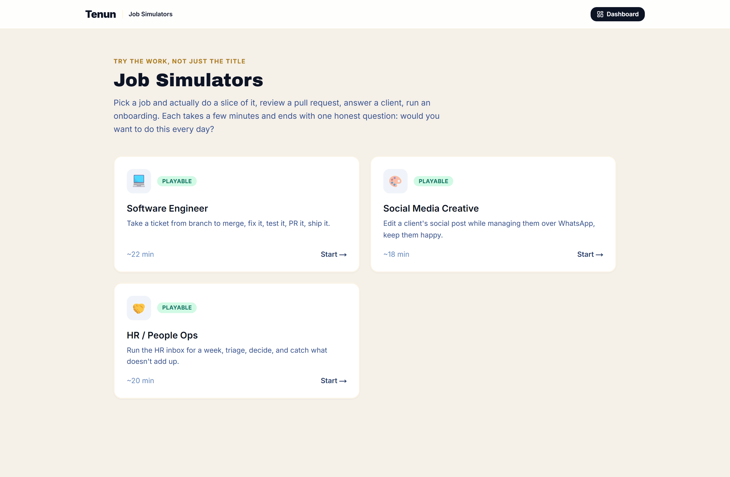The Tenun job simulator gallery